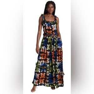 NWT Busayo Aje Ruffle-Trim Maxi Dress, Size Medium.
